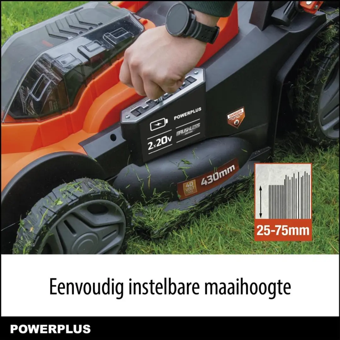 Powerplus Dual Power POWDPG75611 Accu Grasmaaier 40V - 430mm - 45L