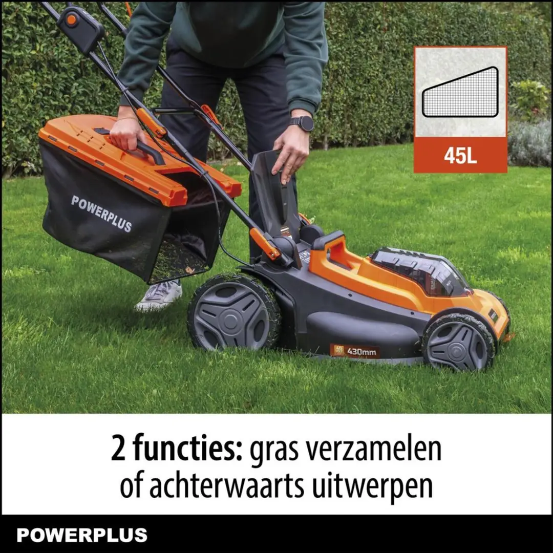 Powerplus Dual Power POWDPG75611 Accu Grasmaaier 40V - 430mm - 45L