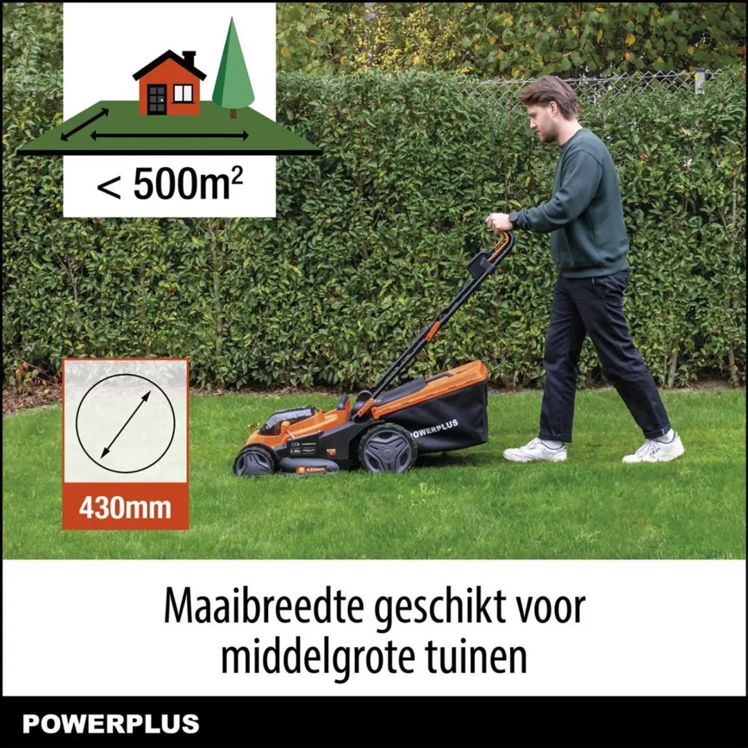 Powerplus Dual Power POWDPG75611 Accu Grasmaaier 40V - 430mm - 45L