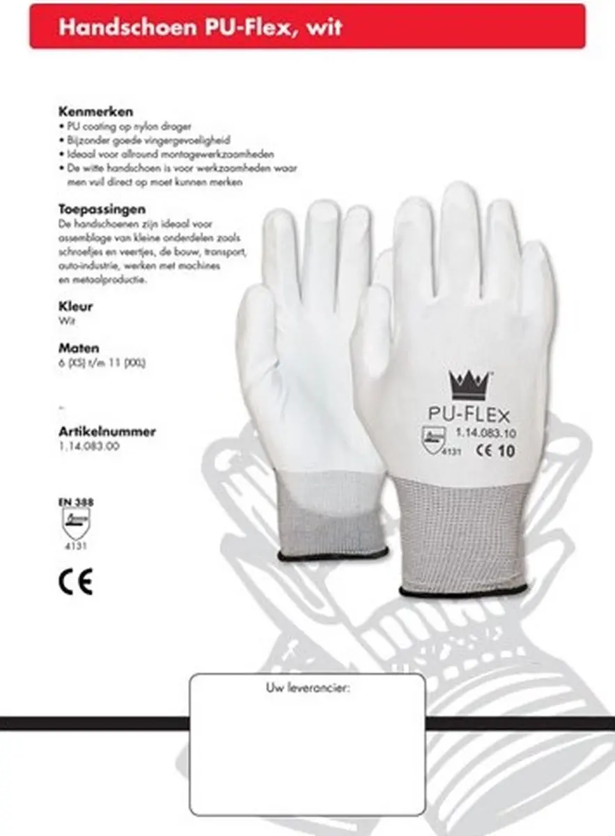 Oxxa PU-Flex 14-083 Handschoen - L - Wit/Blauw