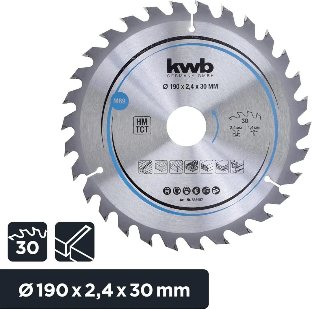 KWB Cirkelzaagblad 190mm x 30 Tanden - Hard/zacht hout