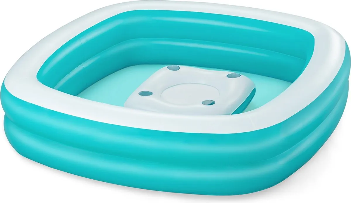 Bestway 54446 Opblaasbaar Kinderzwembad 218x218x48cm - 2 Kamers - Blauw/Wit