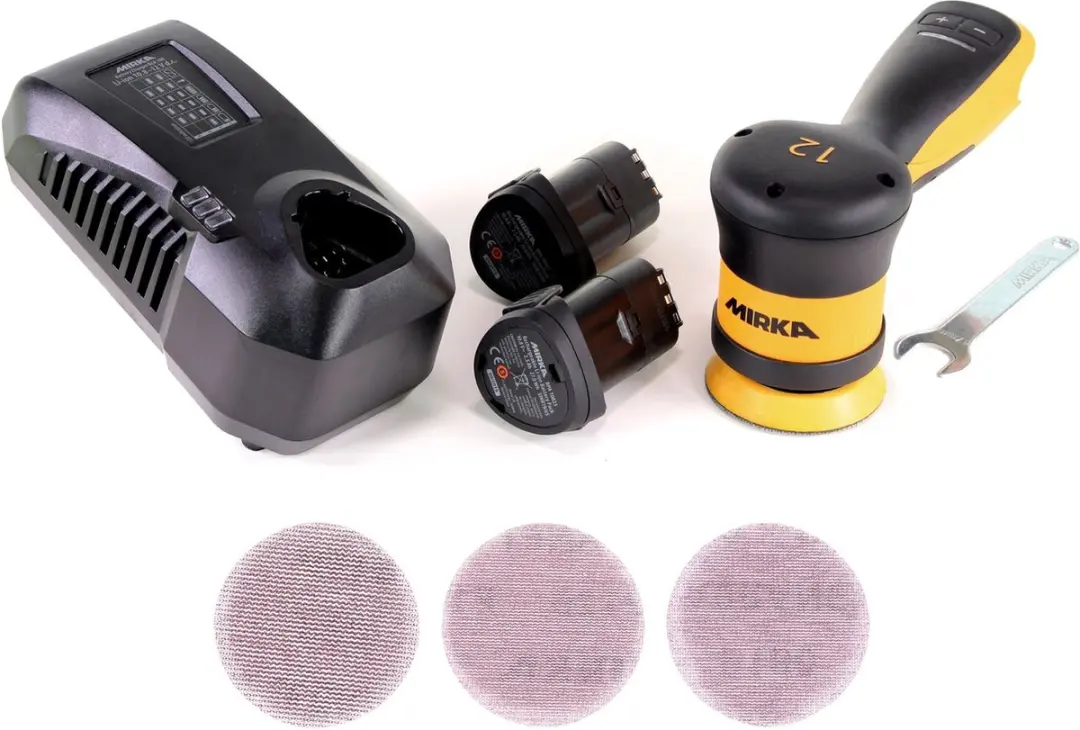 Mirka AROP-B 312NV Excentrische Slijper 77mm - 10,8V Brushless - 2x Akku 2,5Ah + Lader + 150 Schleifscheiben