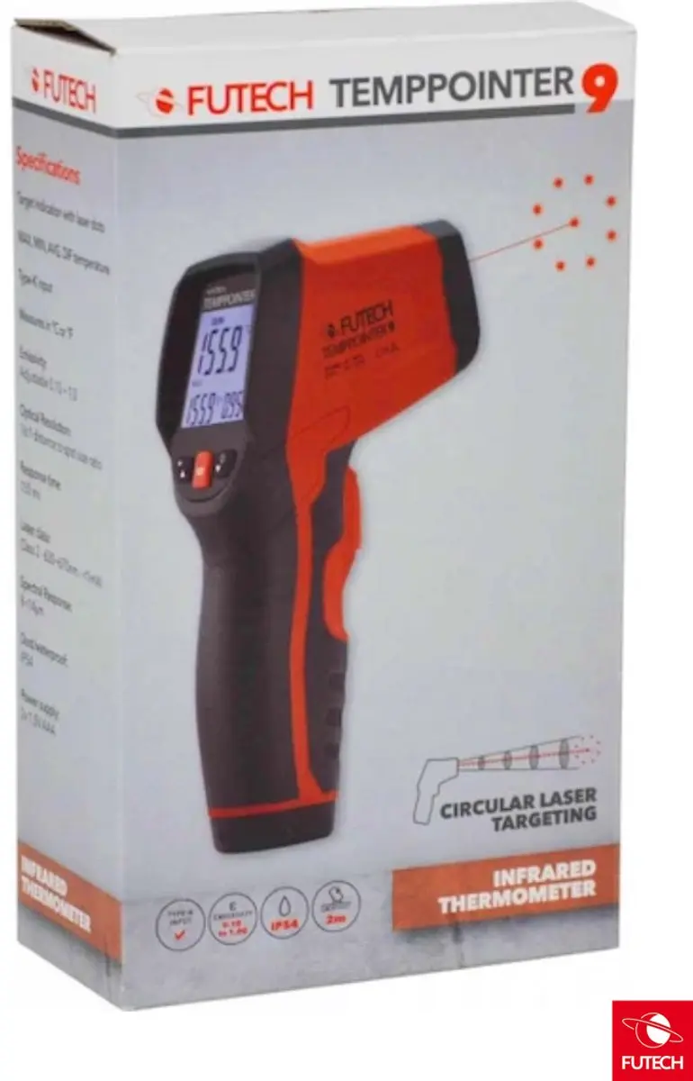 Futech TempPointer 9 IR-Thermometer 300.09 - 16:1 - Rood/Zwart