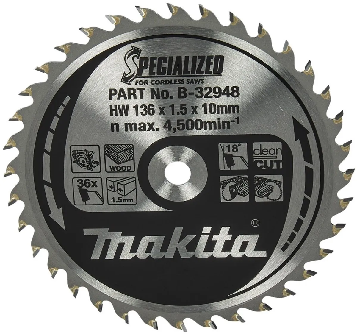 Makita Cirkelzaagblad B-32948 Hout - Ø136mm 36T