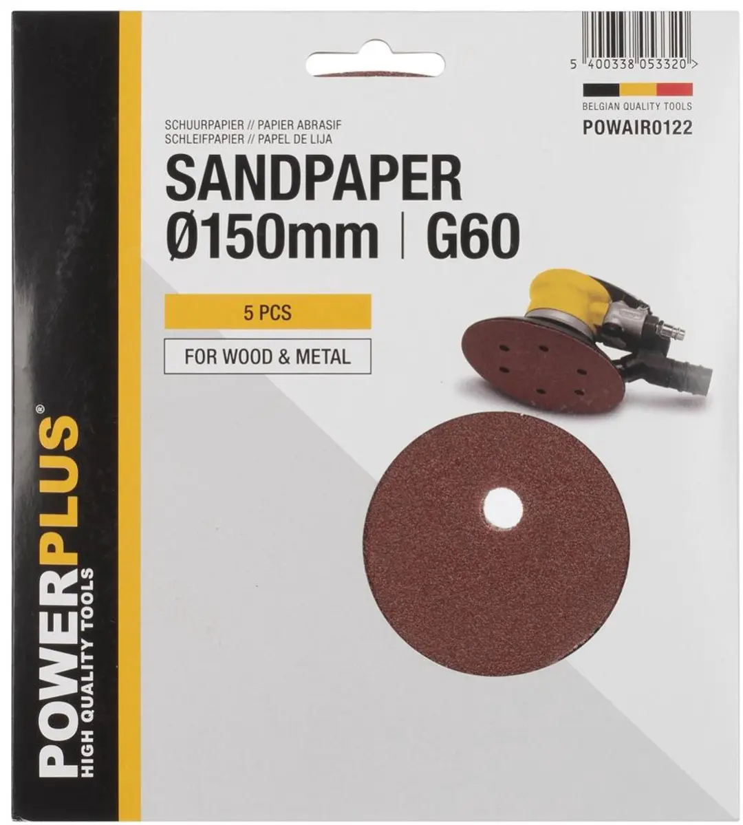 Powerplus POWAIR0122 Schuurpapier Ø150mm K60 - 5 Stuks