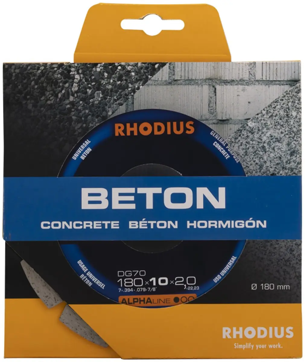 Rhodius 304094 DG70 Diamanten Doorslijpschijf 180mm - Beton
