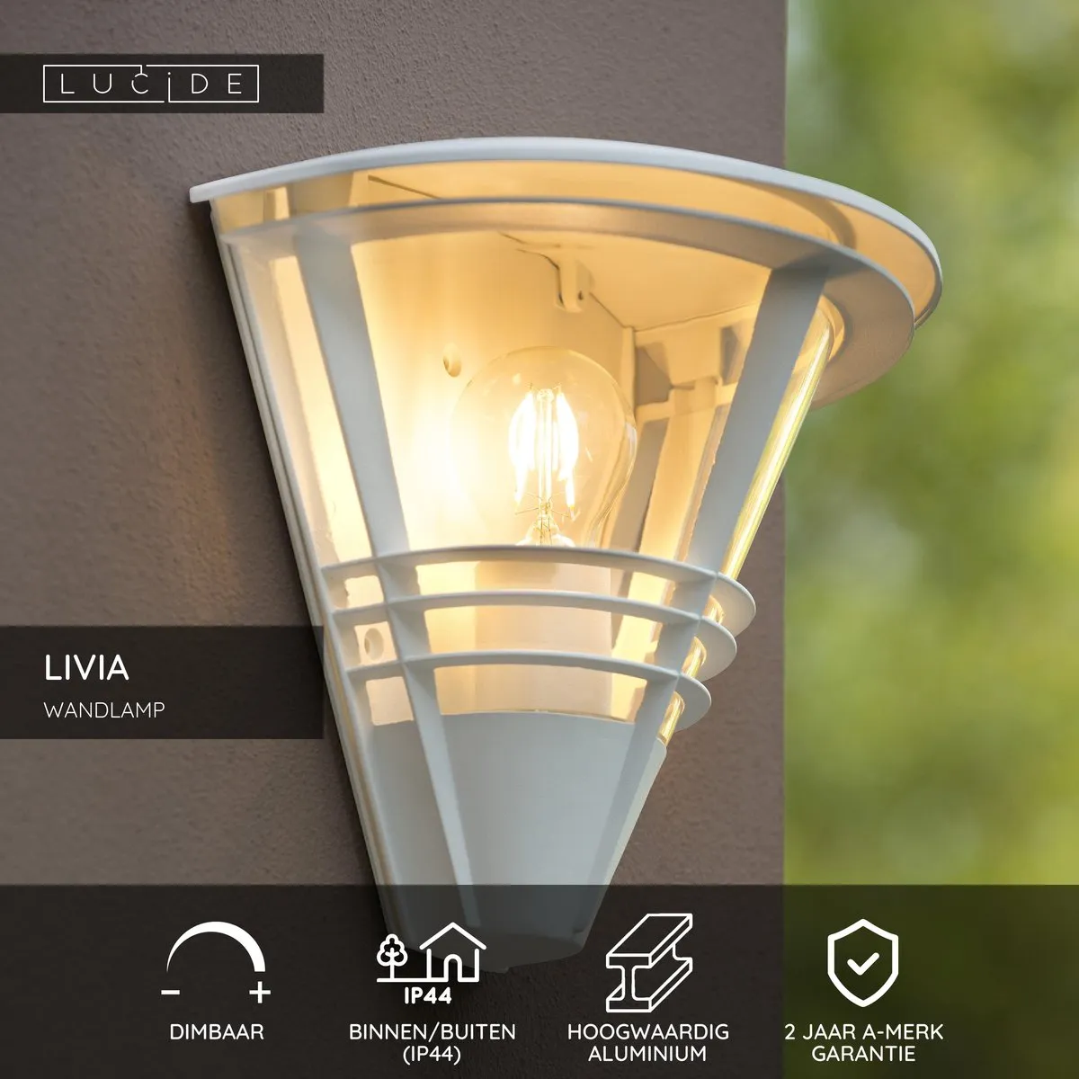 Lucide LIVIA Wandlamp E27 IP44 - Wit