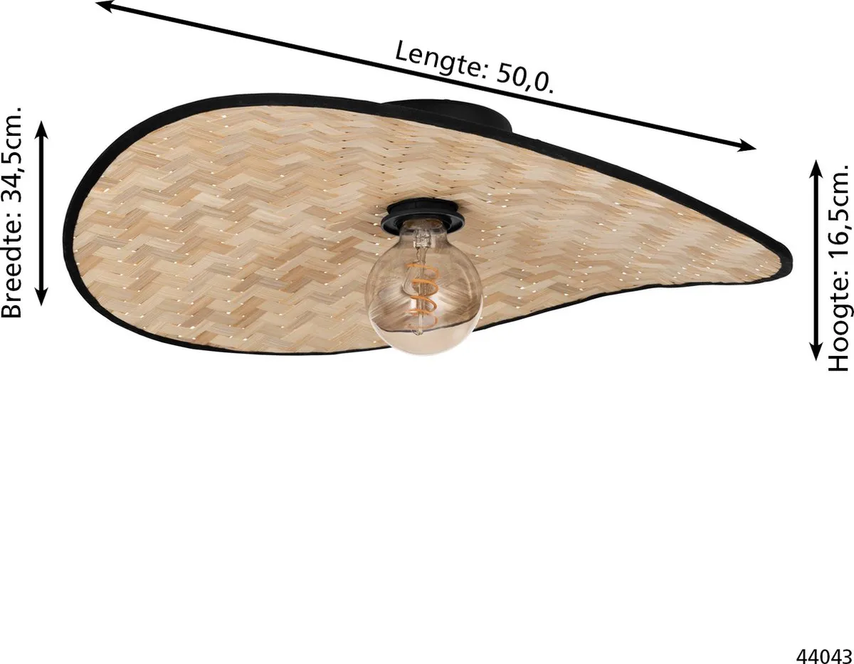 Eglo Marywell Plafondlamp E27 - 50cm - Zwart/Bruin - afbeelding 6 van 6