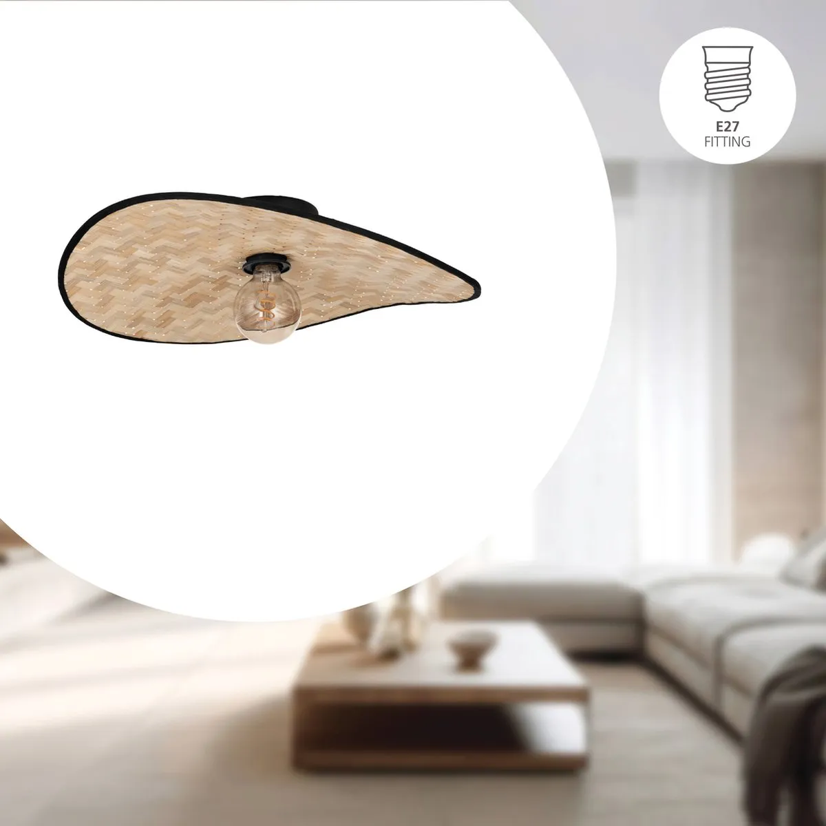 Eglo Marywell Plafondlamp E27 - 50cm - Zwart/Bruin