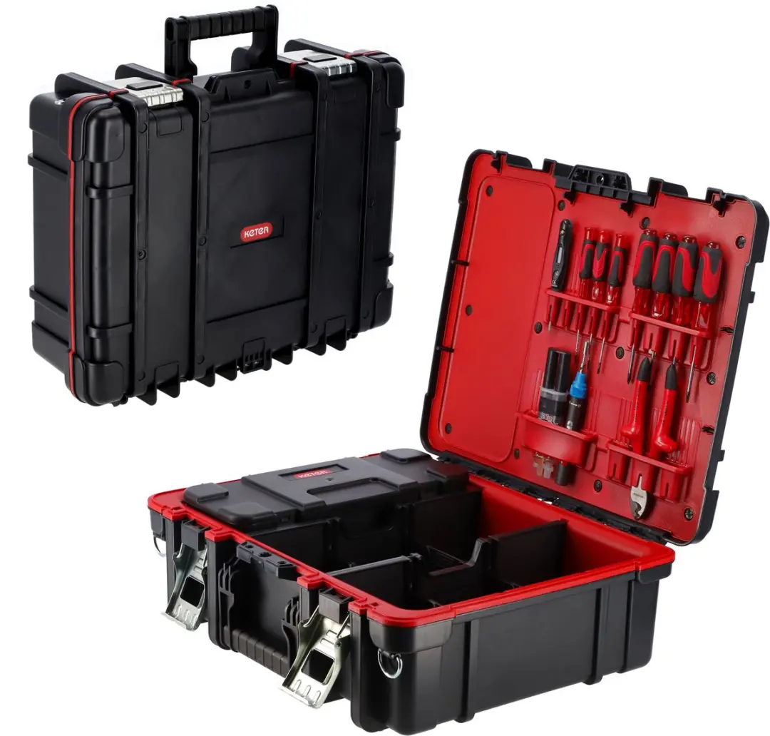 Keter Technician Case 237003 Gereedschapskoffer 48x38x17,5cm - Zwart/Rood