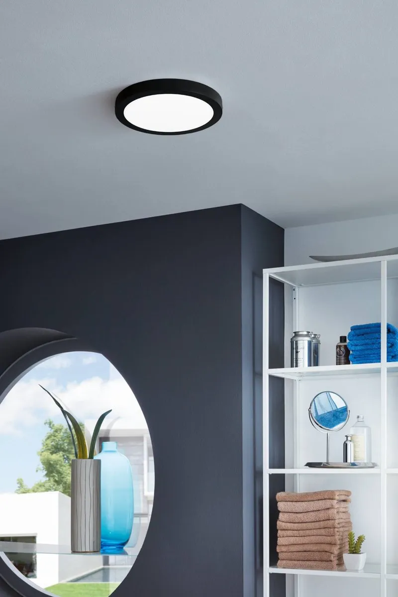 Eglo Idun-E Opbouwlamp Ø22.5cm - Zwart/Wit