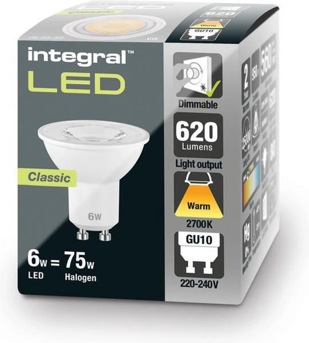 Integral Spot GU10 5.7W Extra Warm Wit - Mat - 2700K - Dimbaar