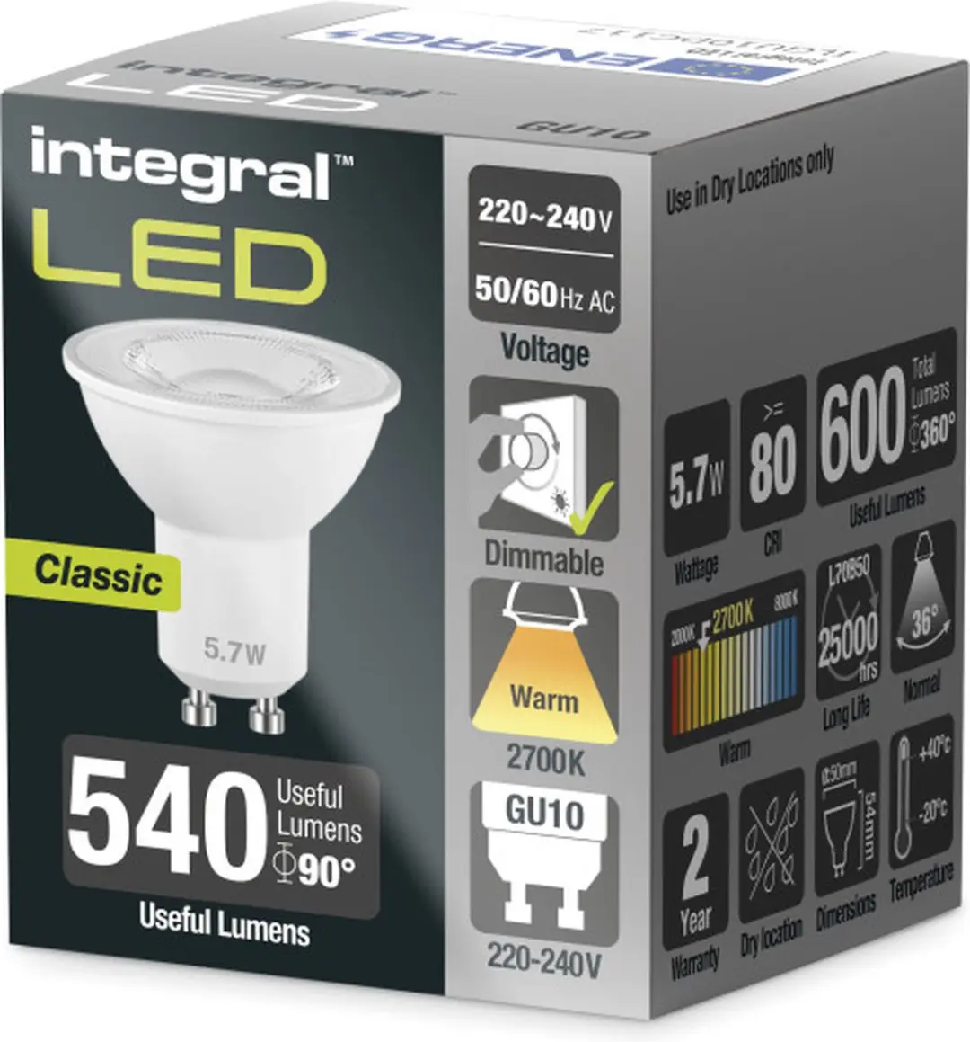 Integral Spot GU10 5.7W Extra Warm Wit - Mat - 2700K - Dimbaar