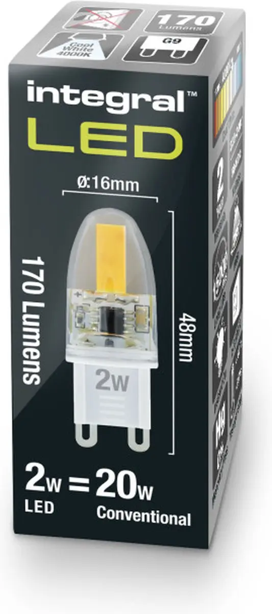 Integral Capsule Steeklamp G9 1.9W Koelwit - Mat Glas