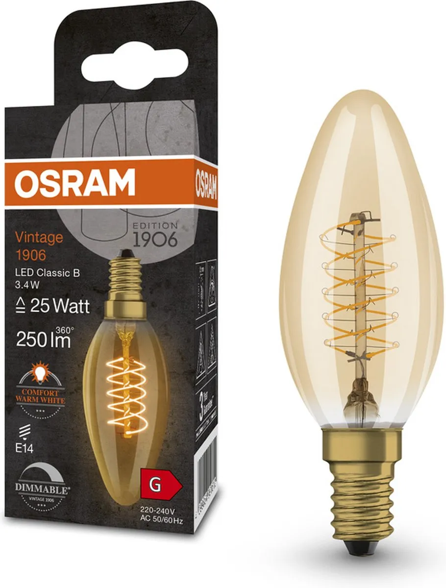 LEDVANCE OSRAM Vintage-Edition E14 LED-Lamp 3.4W - 2200K - Helder glas