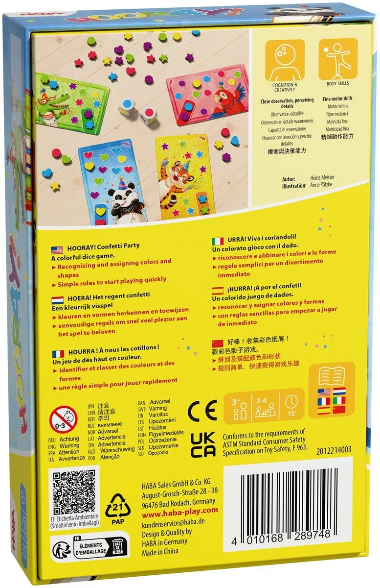 Haba Hoera! Het Regent Confetti Bordspel - 2-4 Spelers - Multicolor