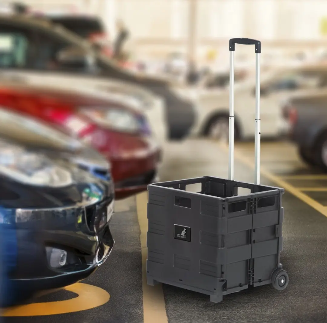 Kangaro Opvouwbare Transportkar PP-bak 35 kg - Zwart