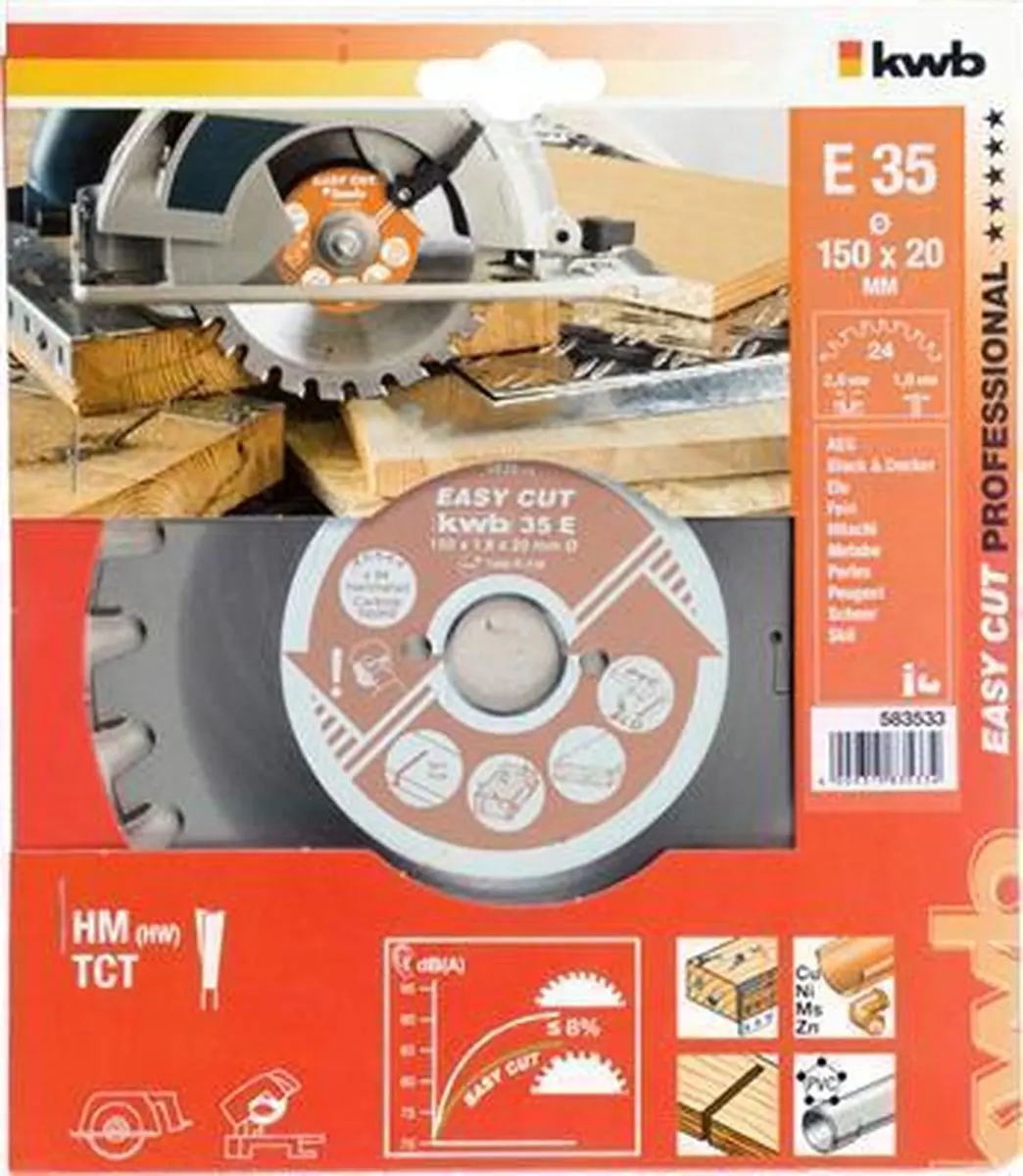 KWB Cirkelzaagblad Hardmetaal 150mm - 24 Tanden - 20mm As