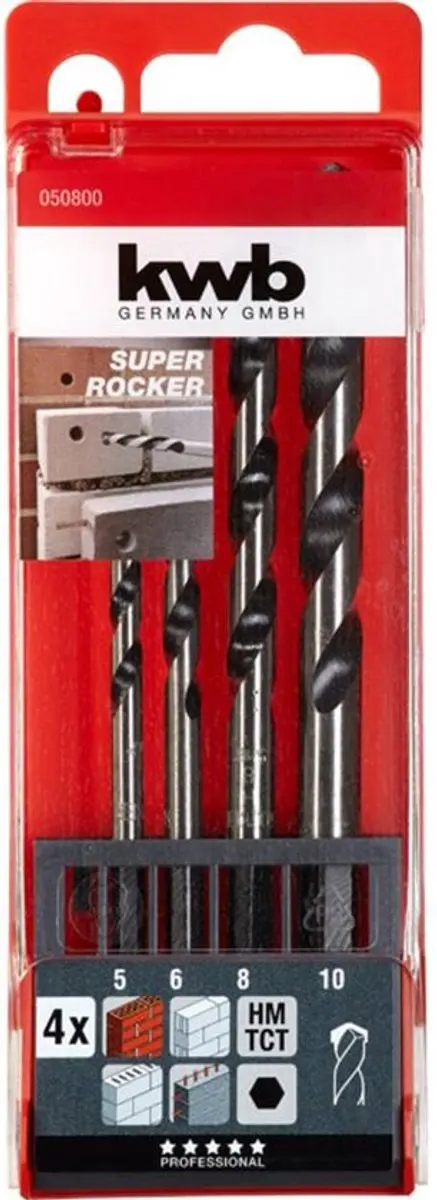 KWB Rocker Betonborenset 6-kant - 5-10mm - 4-delig