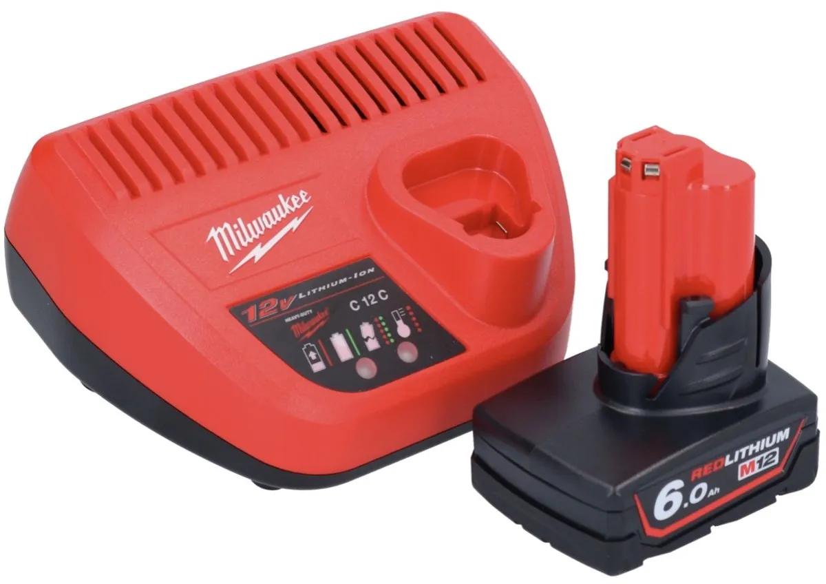 Milwaukee M12 NRG-601 Starterset - 1x 6,0 Ah accu + C12 C oplader