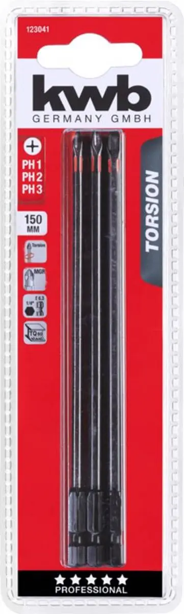 KWB 3 Bits 150mm Torsie Ph Set 1 Stuk - MPN 123041
