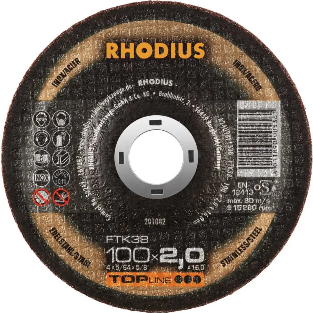 Rhodius FTK38 201082 Doorslijpschijfset RVS/Staal
