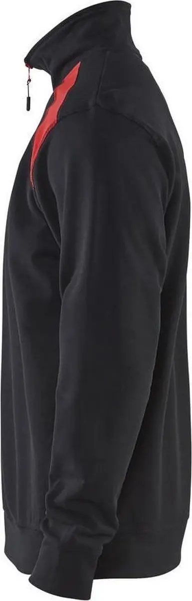 Blåkläder 3353 Sweater Halve Rits - Zwart/Rood L - afbeelding 6 van 6
