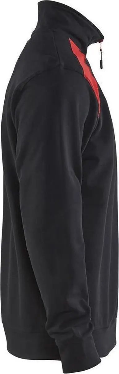 Blåkläder 3353 Sweater Halve Rits - Zwart/Rood L