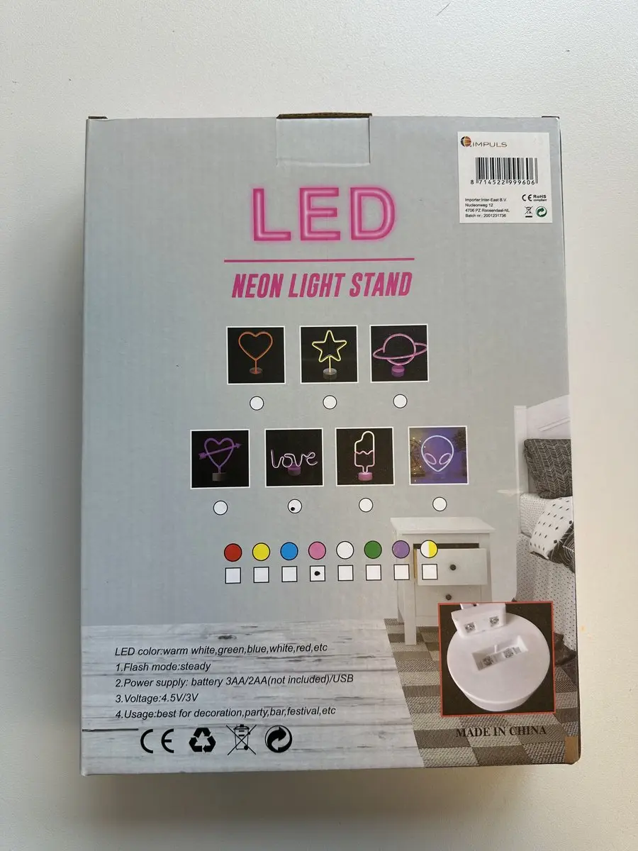 Impuls LED Love Neonlamp - Roze - USB/Batterij