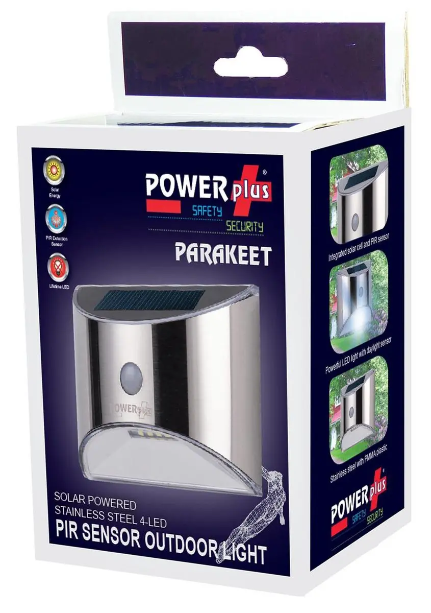 Powerplus Parakeet Solar LED Buitenlamp - PIR Sensor 3000K - Ø13cm - RVS