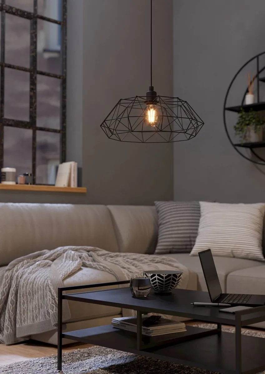 Eglo Carlton 2 Hanglamp E27 - Ø45,5cm - Zwart - afbeelding 6 van 6