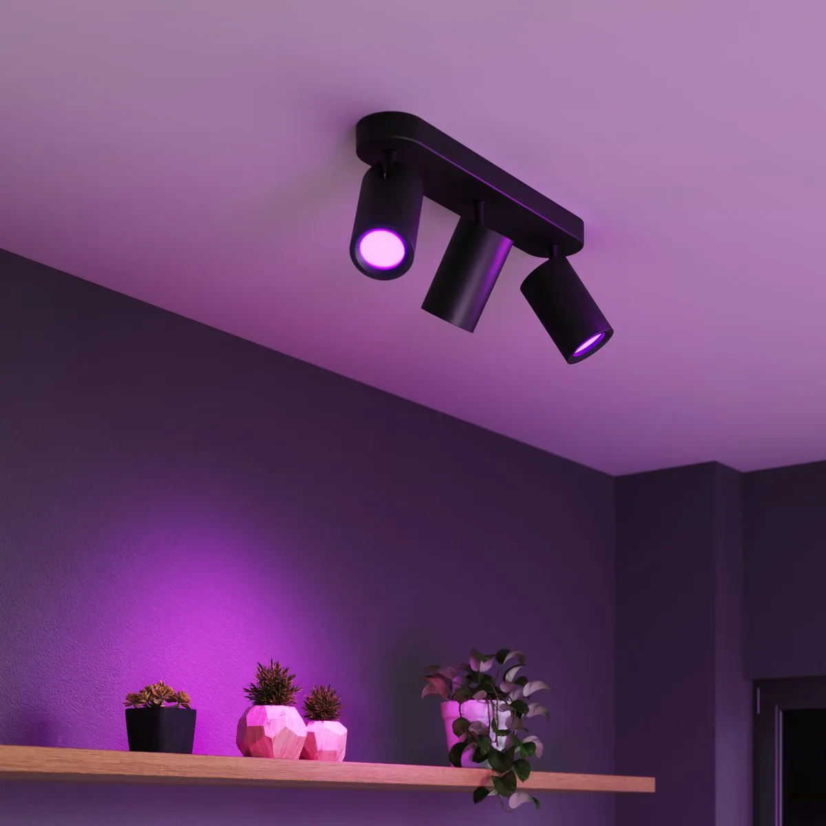 Calex Smart Plafondlamp 3-Lichts RGBW - 2200K - Zwart