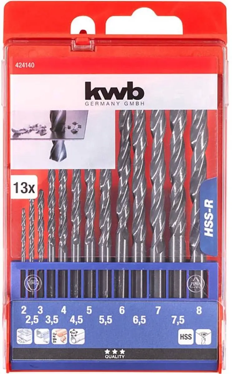 KWB HSS Borenset 2-8mm - Metaal