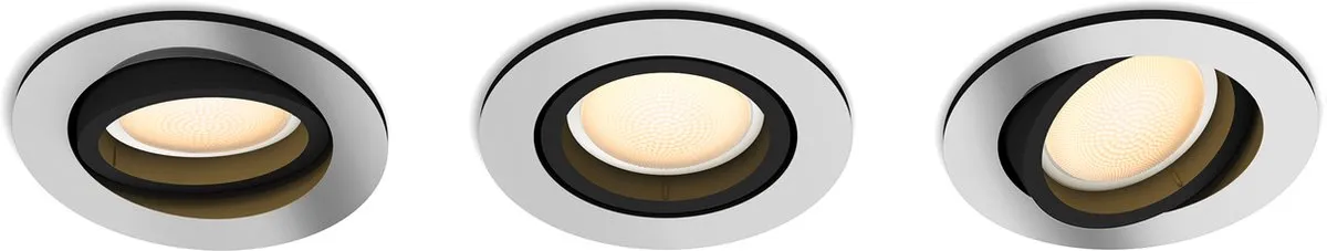 Philips Hue Milliskin Inbouwspot GU10 - 3 Stuks - Aluminium