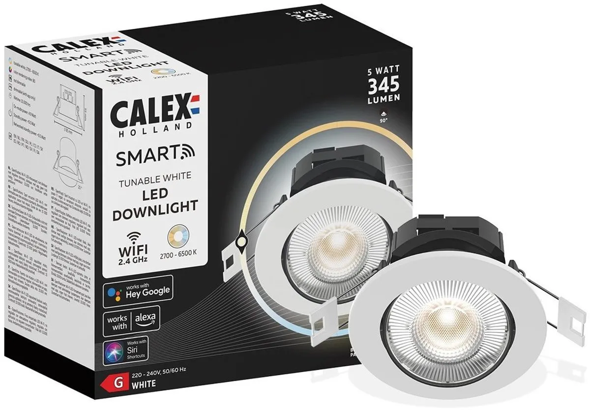 Calex Slimme Inbouwspot Smart LED Dimbaar 8.5cm - Wit