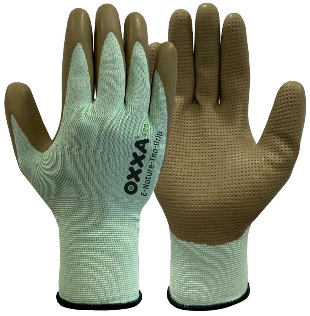 Oxxa E-Nature-Top-Grip Handschoen - XL - Olijfgroen