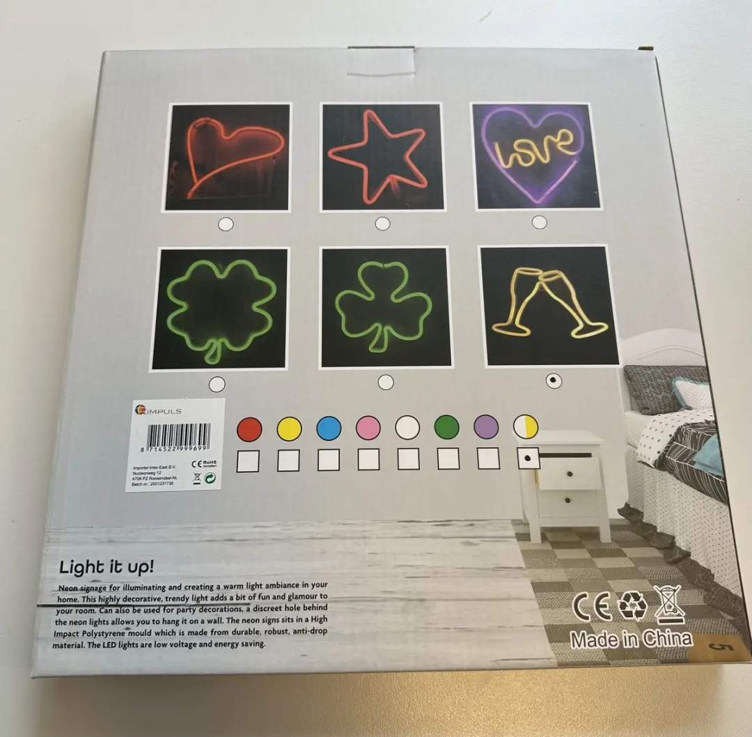 Impuls LED Neon Wandlamp Geel - 28x28.5cm