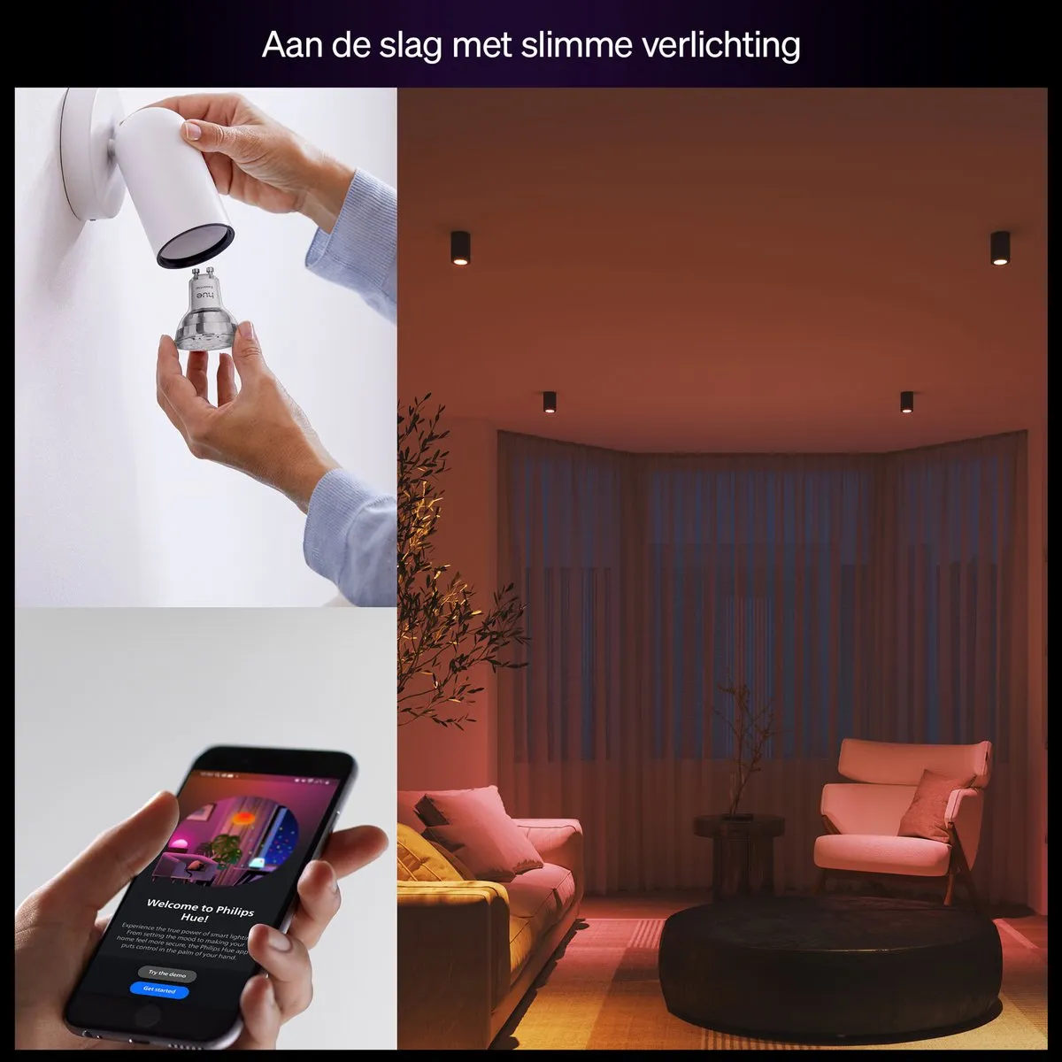 Philips Hue Essential Slimme LED GU10 Spotlight - 3 Stuks
