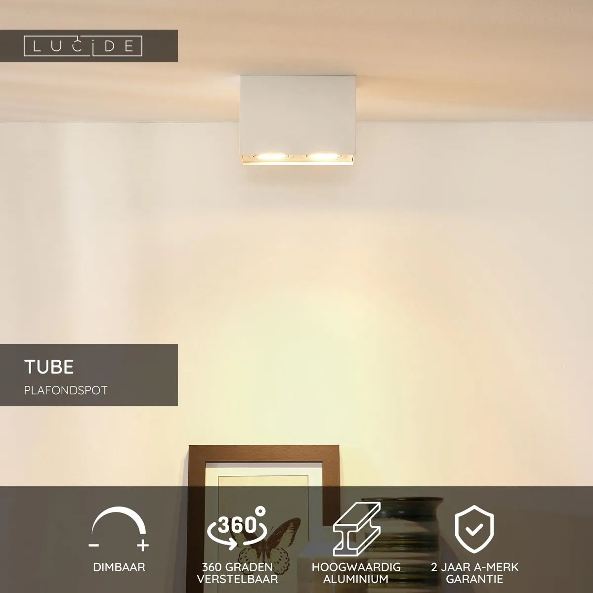 Lucide TUBE Plafondspot 2xGU10 - Wit