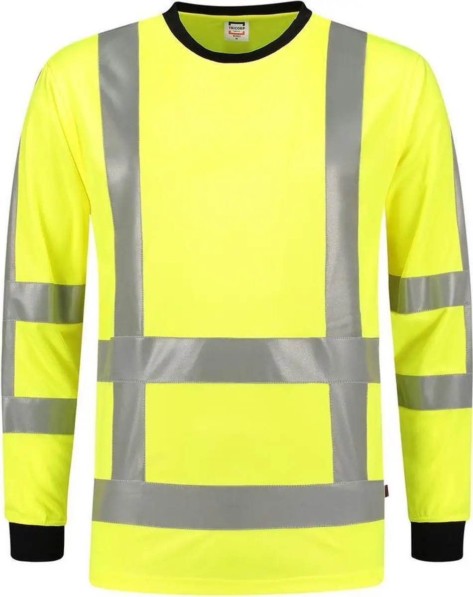 Tricorp T-shirt Birdseye Lange Mouw 103002 - Fluor Geel - Maat S