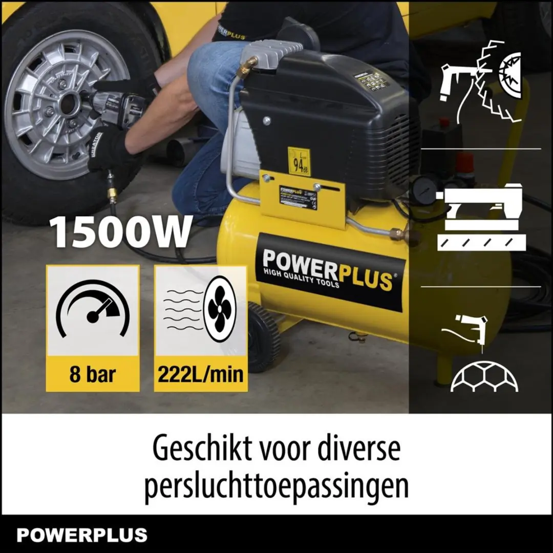 Powerplus POWX1760 Luchtcompressor 1500W 8 bar 50L