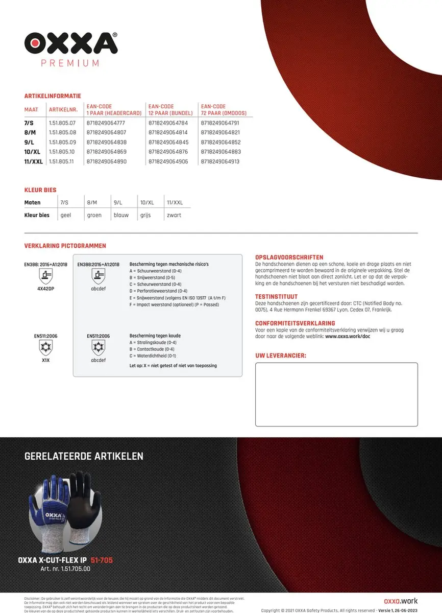 Oxxa X-Cut-Thermo Handschoen Blauw - Snijklasse D