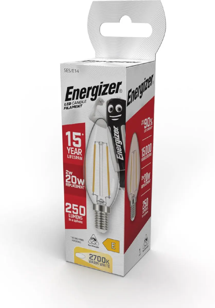 Energizer LED Filament Kaarslamp E14 2W Warmwit