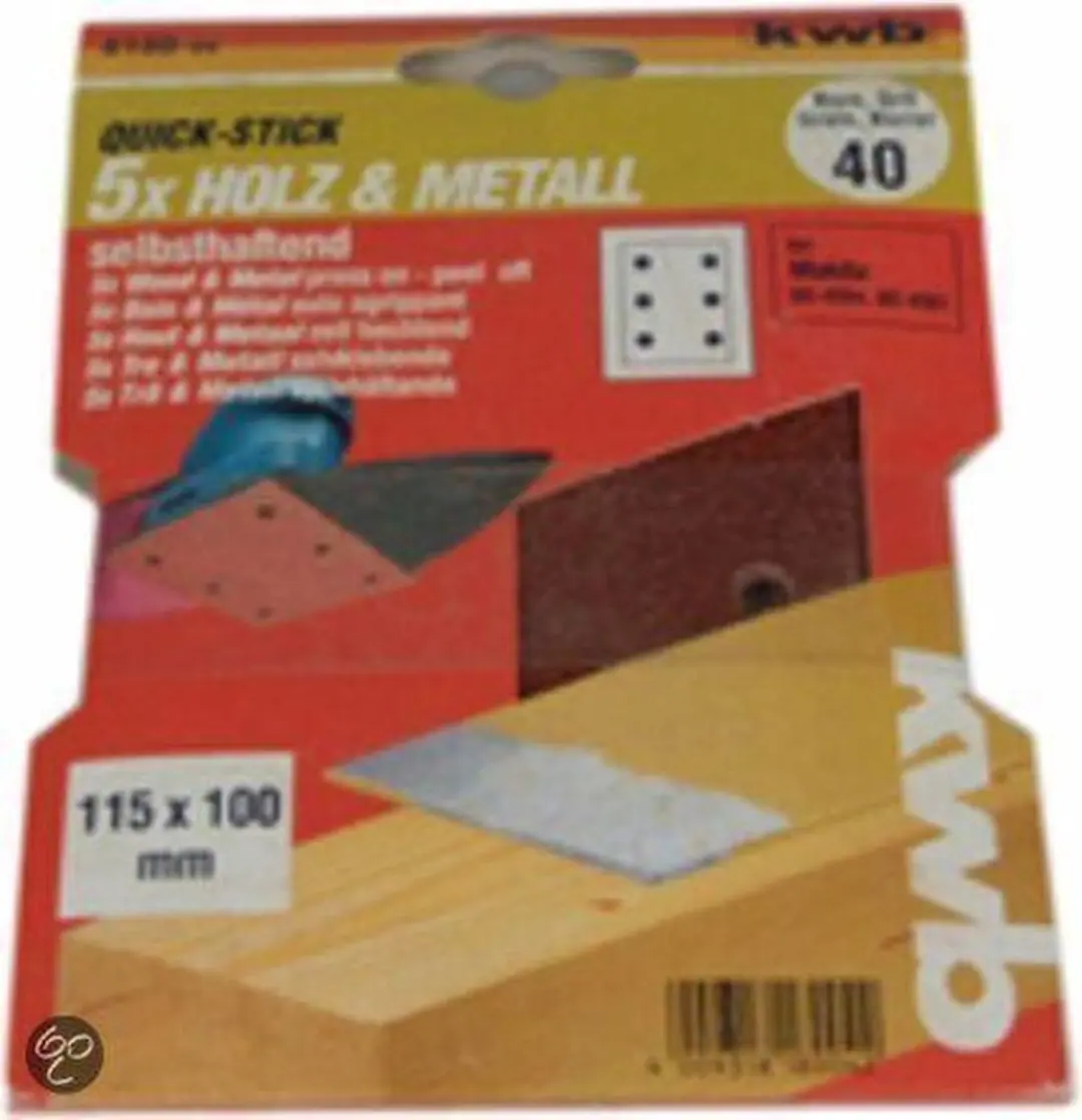 KWB Schuurstrook 115x100mm Korrel 120 - 5 Stuks