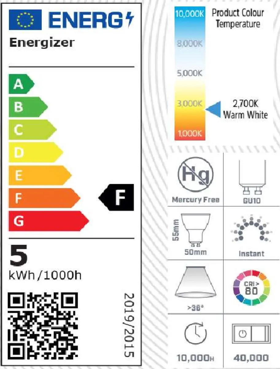 Energizer LED Kogellamp E27 5,5W Warmwit - 5 Stuks