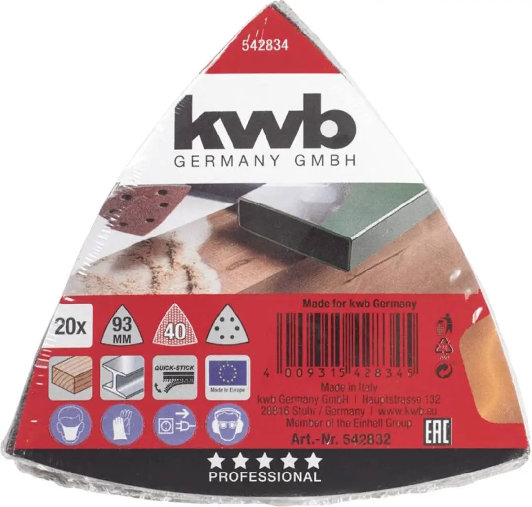 KWB Deltaschuurpapierset 40 Korrel - 93mm