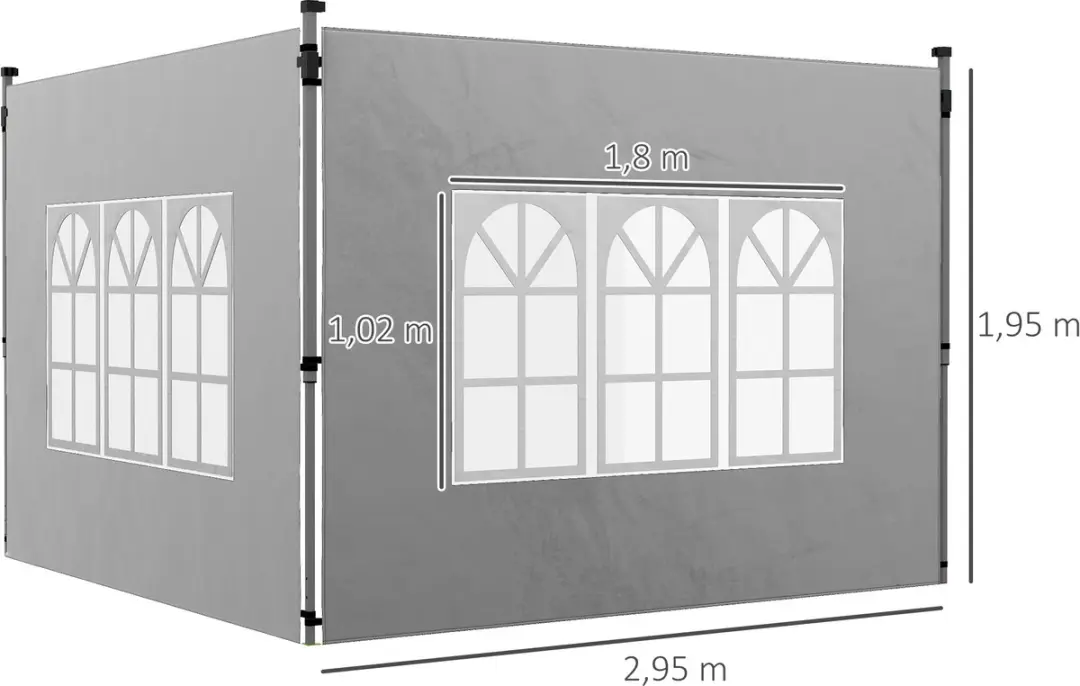 Outsunny Zijwanden Partytent Oxford 295x195cm - Lichtgrijs