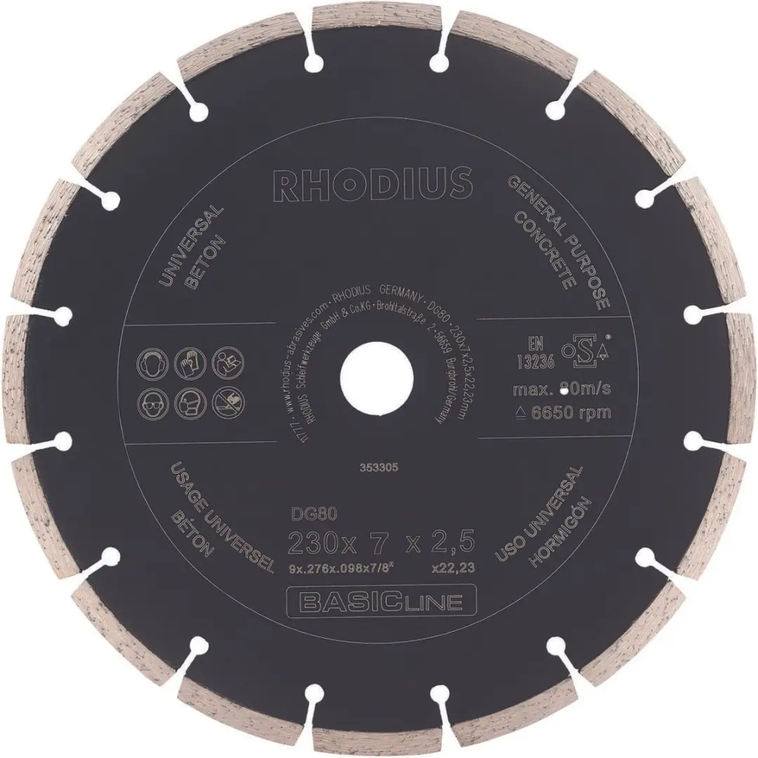 Rhodius Diamantzaagblad DG80 CONCRETE 230mm