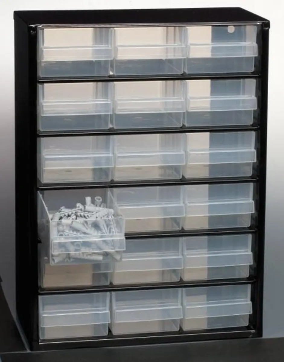 Raaco Metalen Ladekast 18 Lades - 150x306x420mm - Zwart